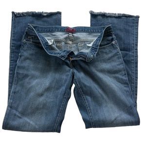 Vintage CULT blue Women‎ 32 Embroider Distress Denim Jeans  Selvage Usa Made